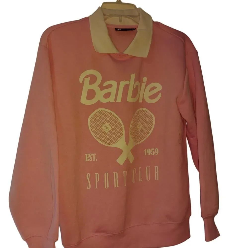 Barbie SportClub Women's Pink Collared Sweatshirt - Small
